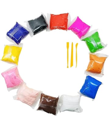 ECLET (Pack of 12) Air Dry Clay, Colorful Children Soft Clay, Creative Art Crafts, Gifts for Kids-Multi Color. Non-Toxic Modeling Magic Fluffy Foam Bouncing Clay Putty Kit for Kids with Tools .127