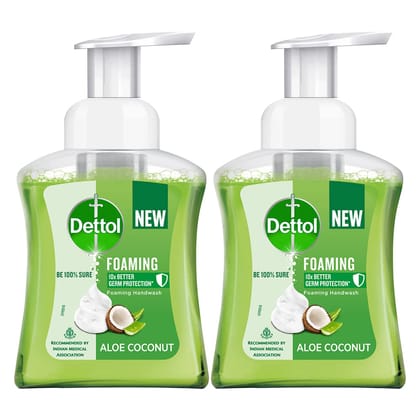 Dettol Foaming Handwash Pump – Personalized, 250ml (Aloe Coconut), Pack of 2, Green (DET-PERS-ALOE-PO2)