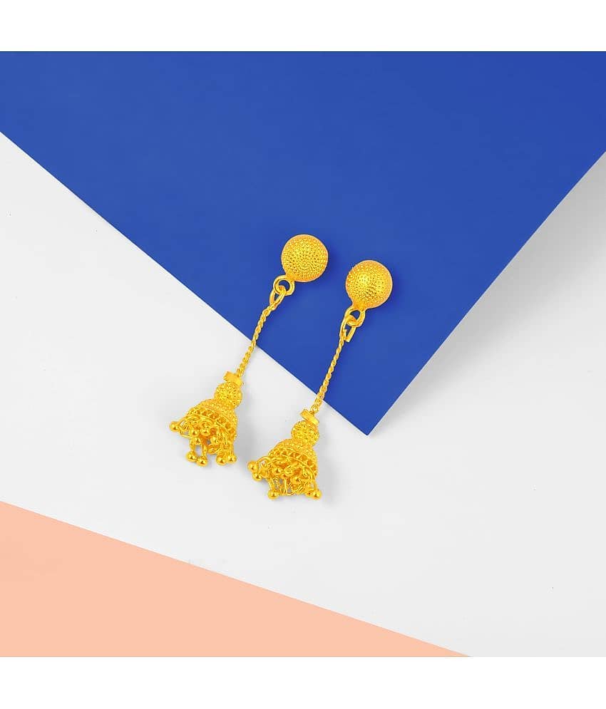 LUV FASHION Golden Jhumki Earrings ( Pack of 1 )