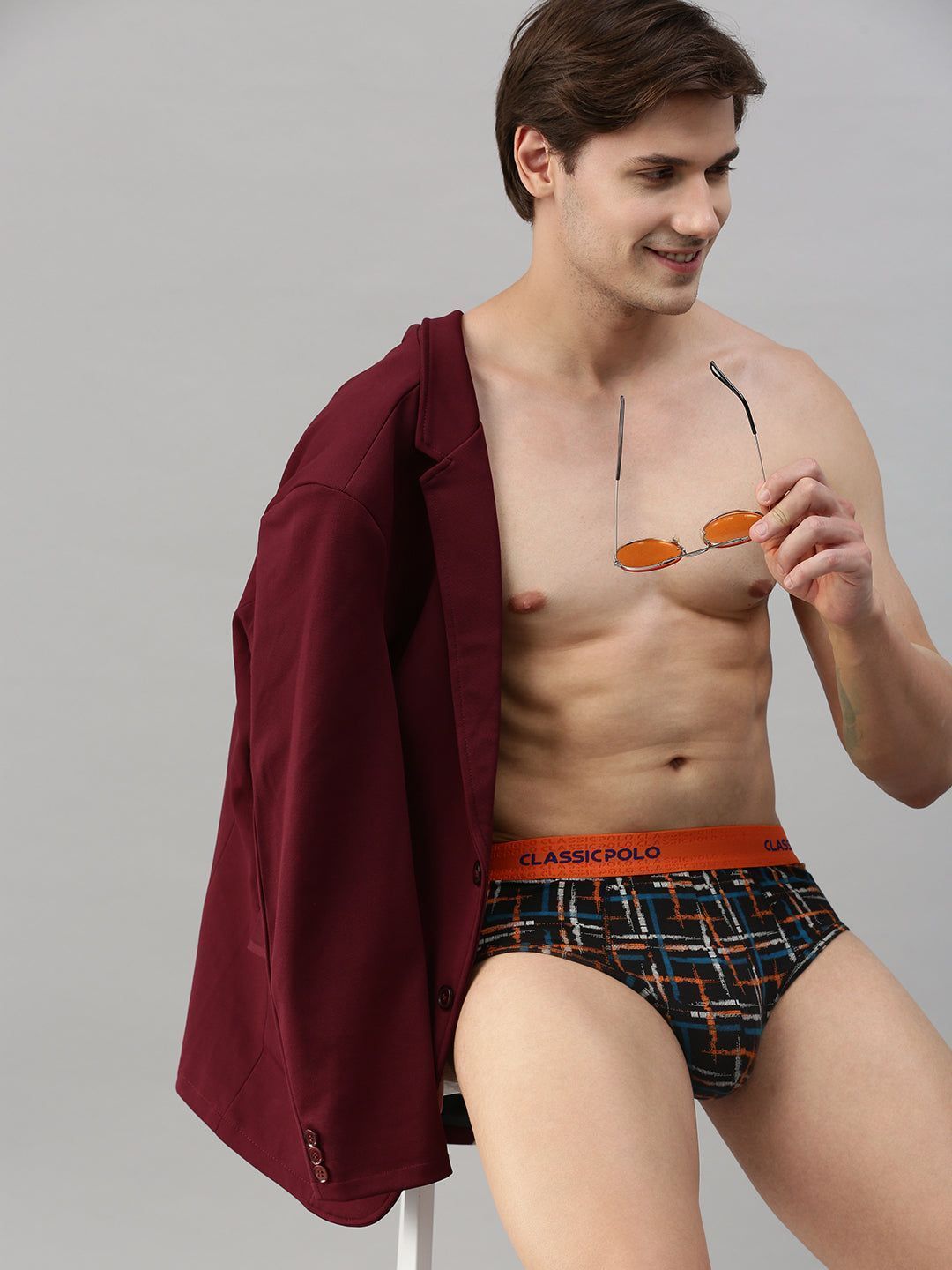 Classic Polo Men's Modal Printed Brief | Scarce - Black