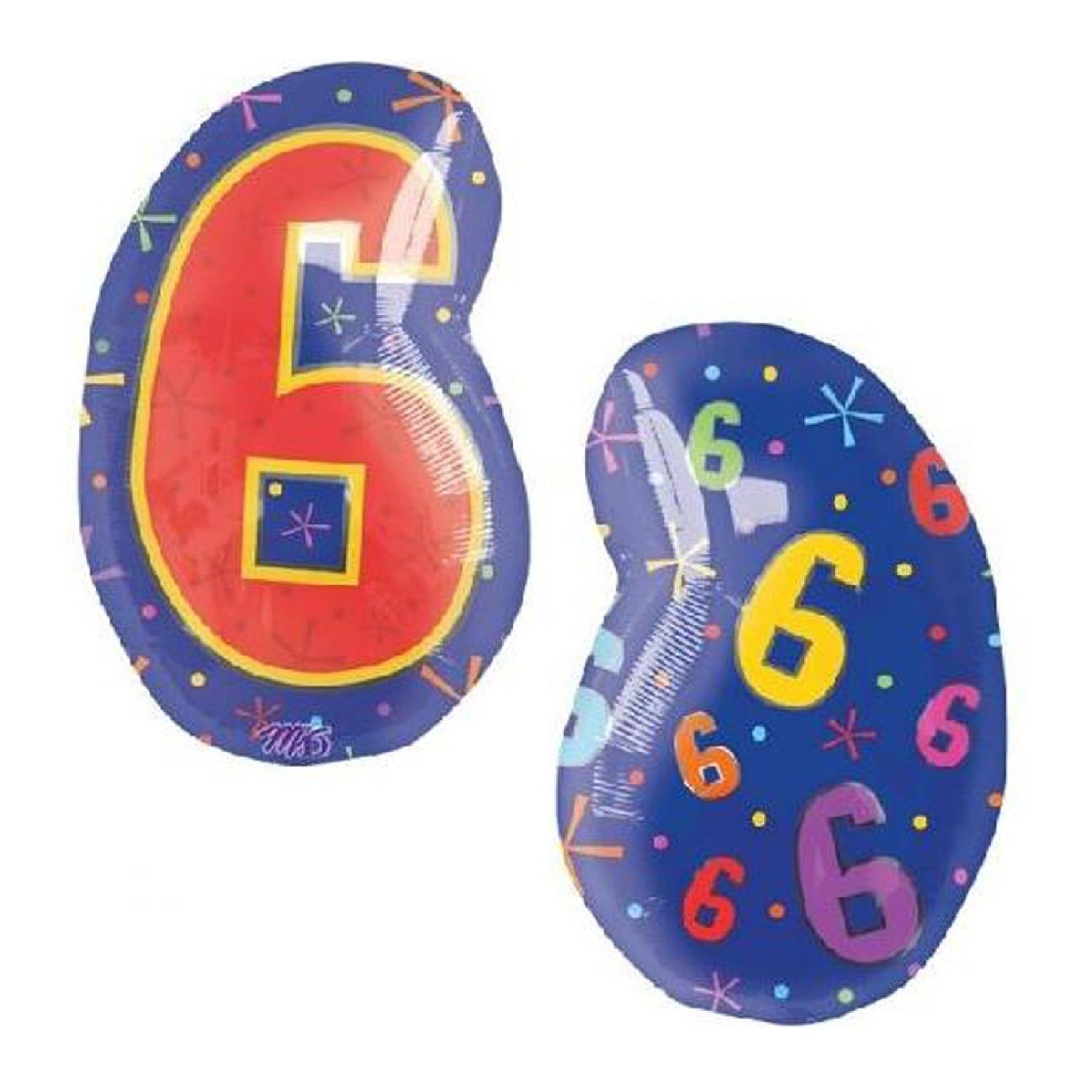 Number 6 Blue & Red Foil Balloon - Helium Quality - 18 inches - 1PC