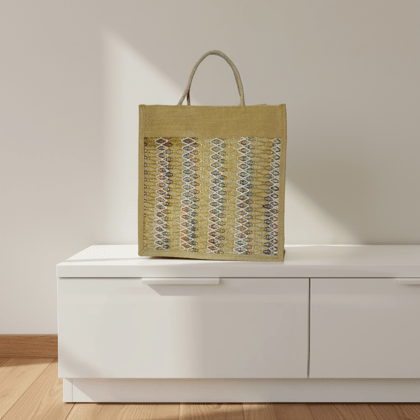 Handmade Jute Net Bag | 14 x 13 x 5.5 Inches Handmade Jute Net Bag | 14 x 13 x 5.5 Inches