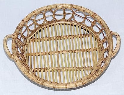 Dastkar Crafts Cane Tray with Handle Kitchen Essential Dastkar Crafts Cane Tray with Handle Kitchen Essential