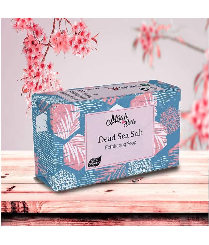 Mirah Belle - Organic Dead Sea Salt Exfoliating Soap 125gm - For Clogged Pores and Dead Skin Removal - Helps Smoothen & Soften Skin- Handmade Soap