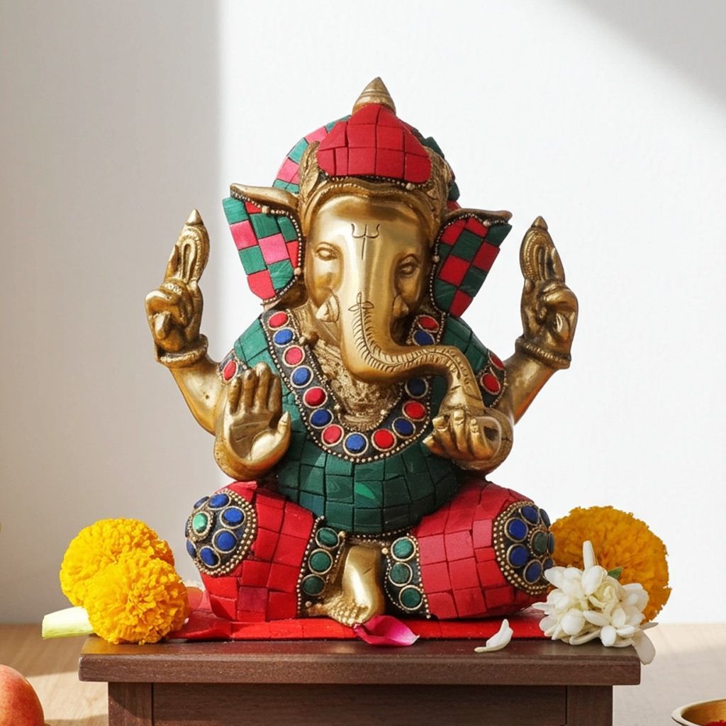 Brass Showpiece Ganesh Ji God Idol Statue (BSMAS656 B)