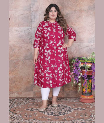 Avnii Women Cotton Printed A-line Kurti ( Red )