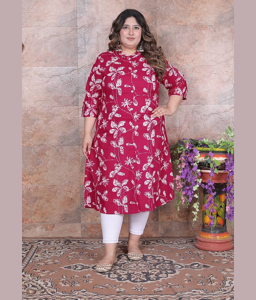 Avnii Women Cotton Printed A-line Kurti ( Red )