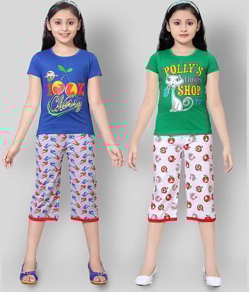 Sini Mini Pack of 2 Girls 100% Cotton Top With Shorts ( Multi )