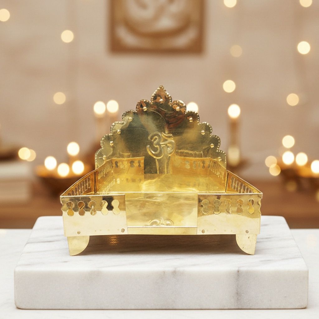 Antique Style Brass Singhasan Sheet for God Idol | Premium Puja Item, Height : 13 Inch (ZMAS107 L)