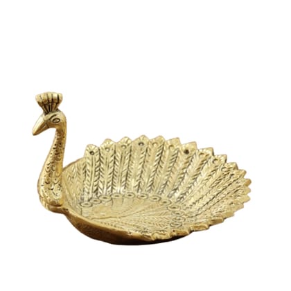 Dreamkraft Handcrafted Metal Duck Wing Shape Dry Fruits Tray | Golden Finish | Centre Table Decor | Serving Tray for Dry Fruits & Fruits | Home Decoration Showpiece | Pack of 1