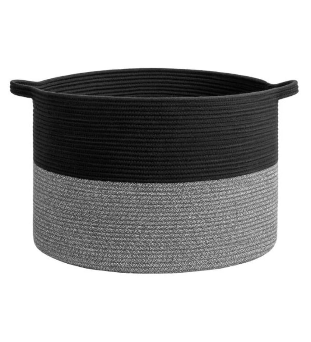 Generic Cotton Pack Of_1 16x14 Inch Storage Basket For Clothes With Out Lid (Black-Gray)-PID66401