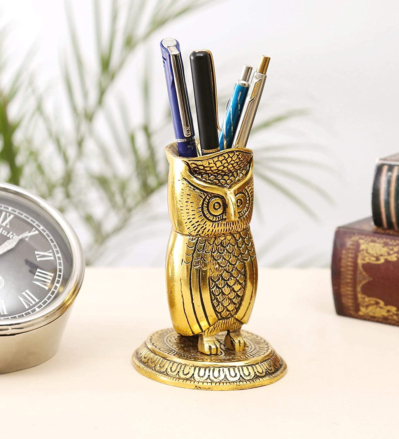 DreamKraft Metal Owl Shape Beautiful Pen Stand/Holder