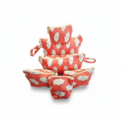 Cloud Printed Multi-Size Storage Pouch Set