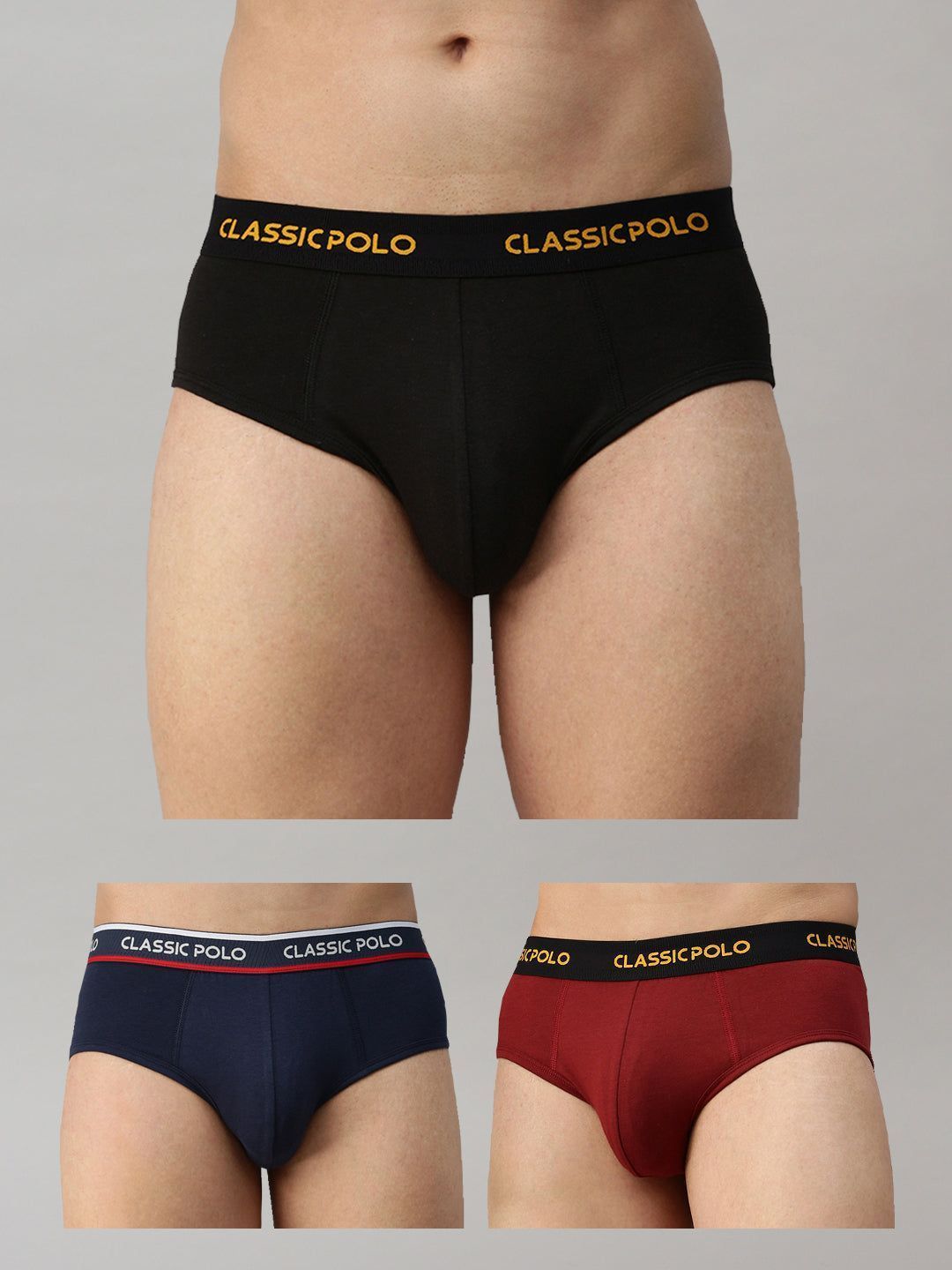 Classic Polo Men's Modal Solid Briefs | Scarce - Multicolor (Pack of 3)