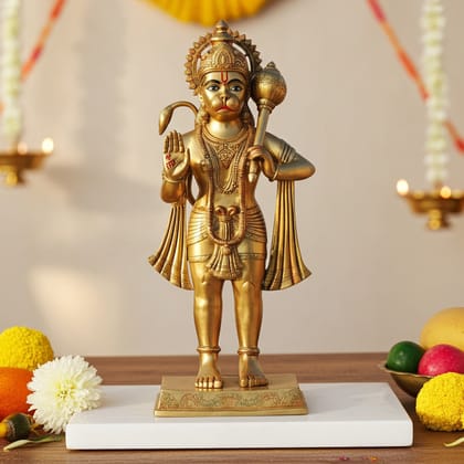 Brass Standing Hanuman Ji Murti - Devotional Home Showpiece, Height : 35 Inch (BSMAS1301 M)