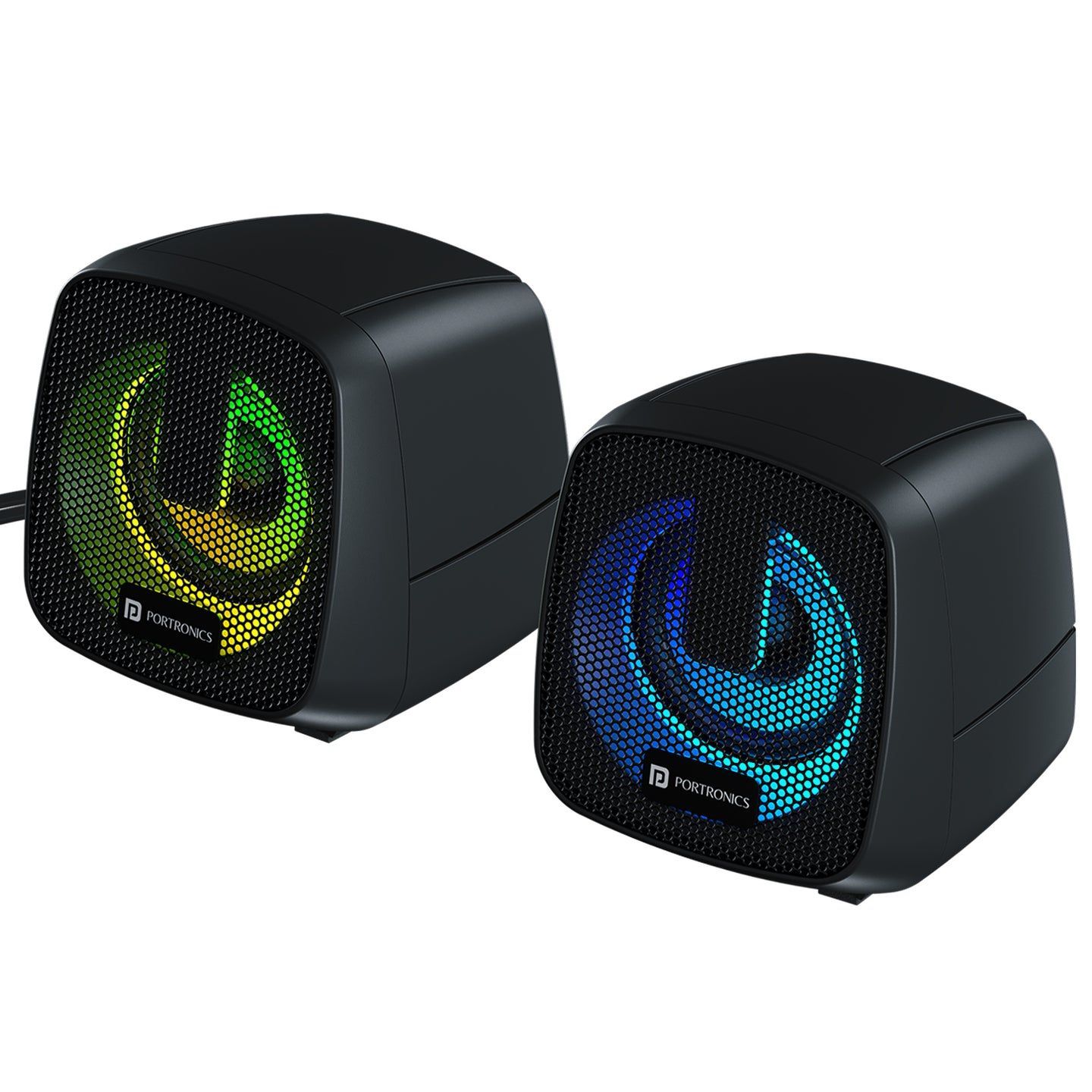 Portronics In tune 6 USB-A Powered PC Speaker, RGB LED Lights, 3.5mm Audio Jack, Volume Scroll Button