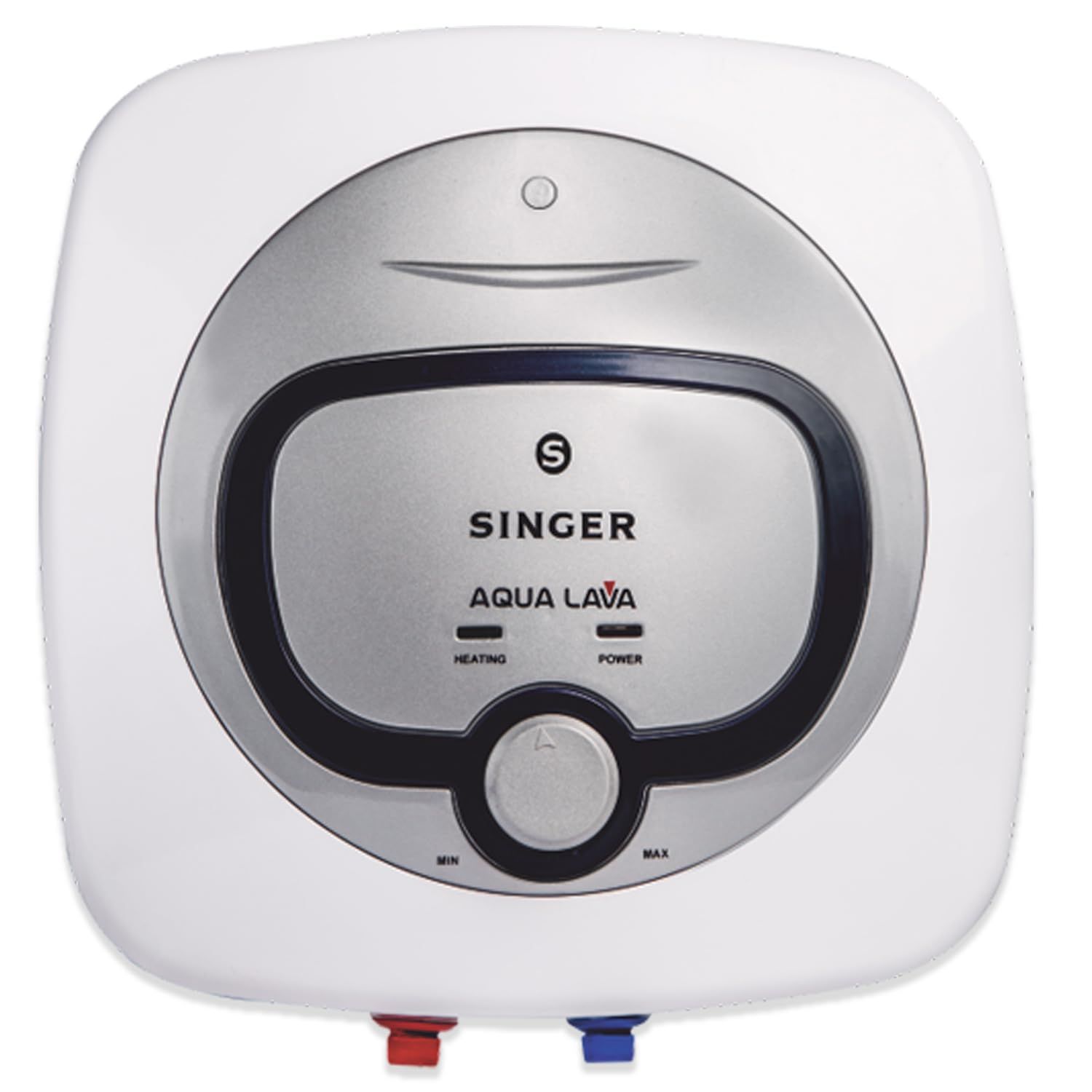 SINGER Aqua Lava 15 L Glass Line Storage Water Heater (Geyser) | With Free Inlet & Outlet Pipe | 5 Star Energy Saving | 2000W Heating | 8 Bar Pressure | 5-Level Safety | ISI Certified | White & Silver SINGER Aqua Lava 15 L Glass Line Storage Water Heater