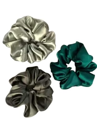 Elecsera Silk Hair Scrunchies Large Hair Tie Elastic Hair Bands Set of 3 pcs Rubber Band (Multicolor)