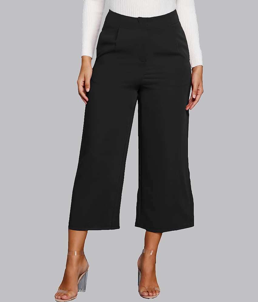 Addyvero - Black Cotton Blend Wide Leg Women's Casual Pants ( Pack of 1 )