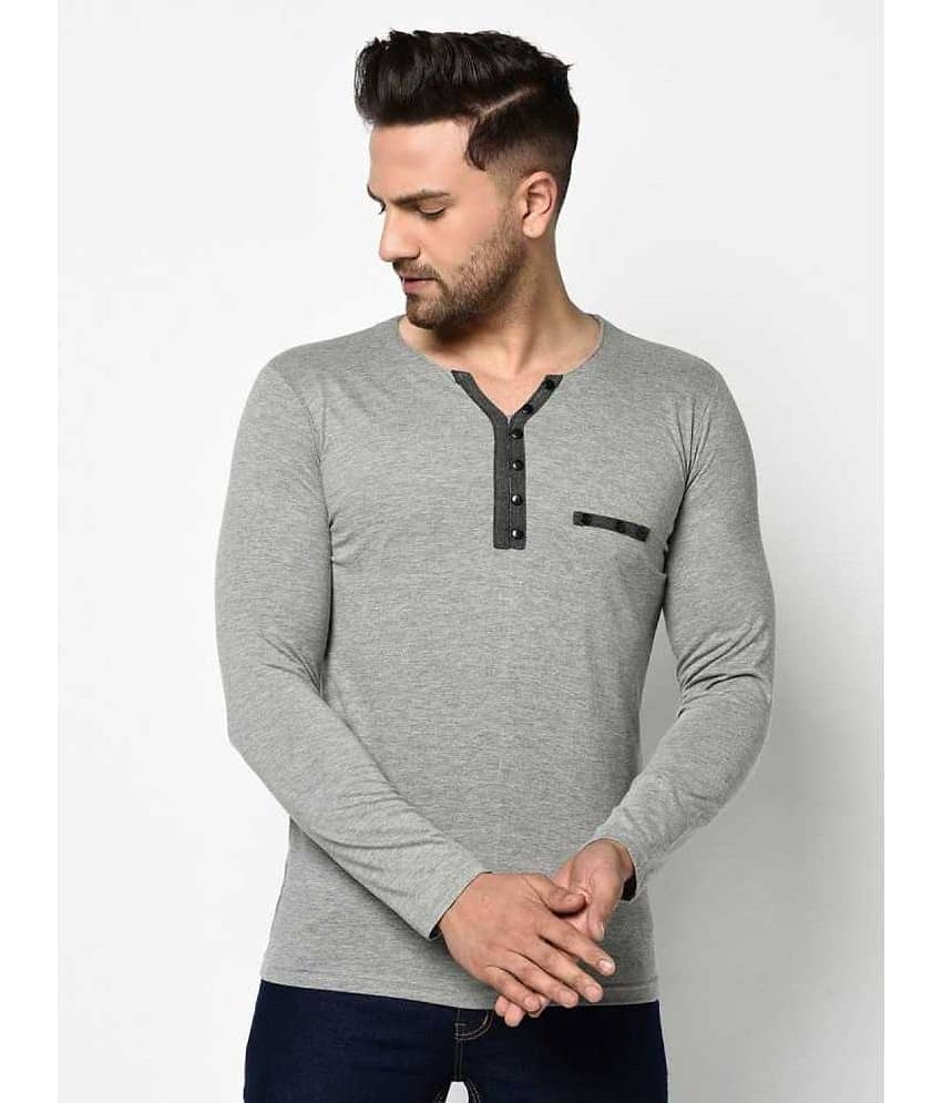 Glito Pack of 1 Cotton Blend Regular Fit Men's T-Shirt ( Grey )