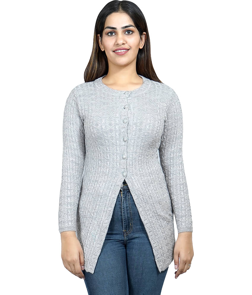 Ogarti Woollen Grey Buttoned Cardigans - Single