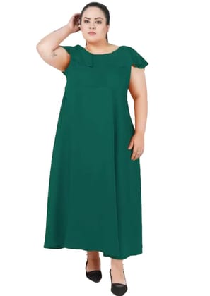 Women's Polyester Fit and Flare Green Dress Size 6XL (Green)