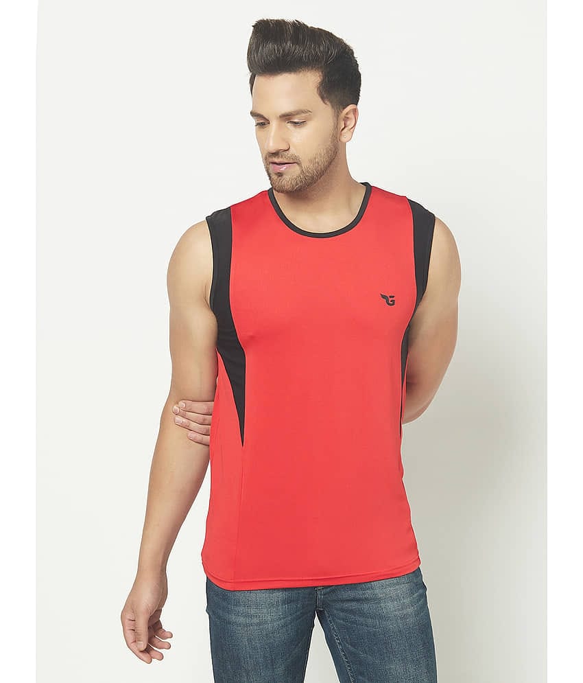 Glito Pack of 1 Polyester Sleeveless Vest For Men ( Red )