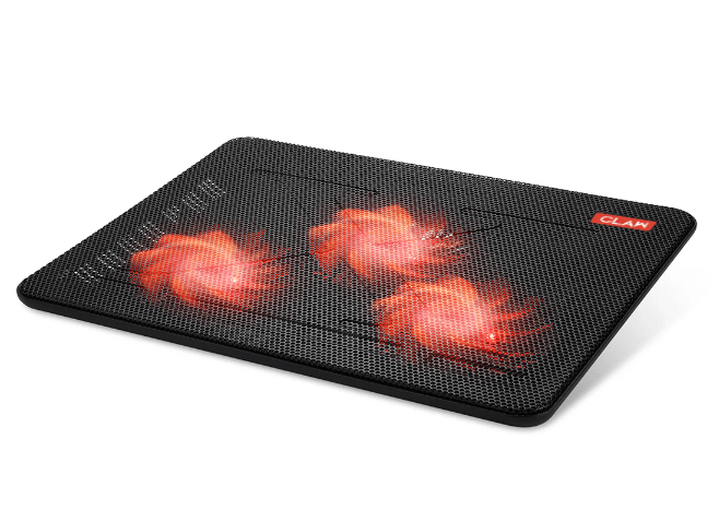 Refurbished CLAW Breeze C3 - 3 Motor Laptop Cooling Pad with Dual USB Hub (Black and Red)