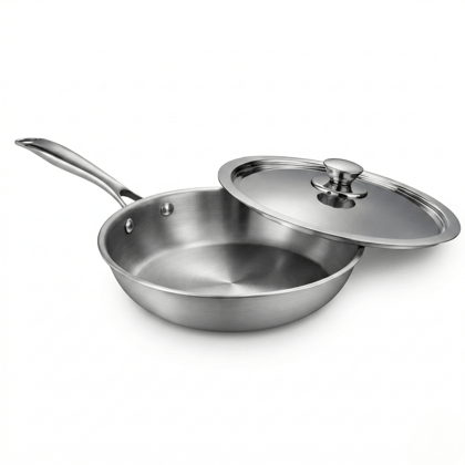 WEKTU Tri-Ply Frying Pan with SS Lid – Heavy Bottom Professional Cookware. WEKTU Tri-Ply Frying Pan with SS Lid – Heavy Bottom Professional Cookware.