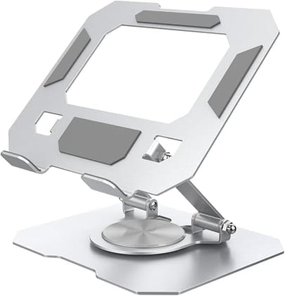 Crown Spikes Metal Adjustable Tablet Stand, 360 Rotating Aluminium Holder, Foldable Desktop Mount for iPad, Tablets, Smartphones, Tab Stand - Table, Desk, Bed