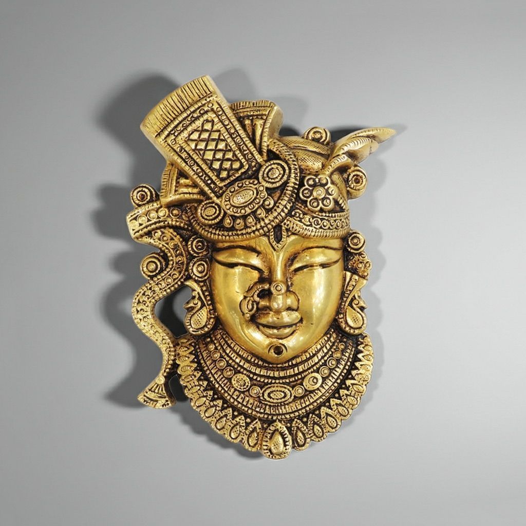 Brass Shrinath Ji Idol Statue | Krishna Puja & Temple Murti, Height : 6 Inch (BSMAS1720 A)
