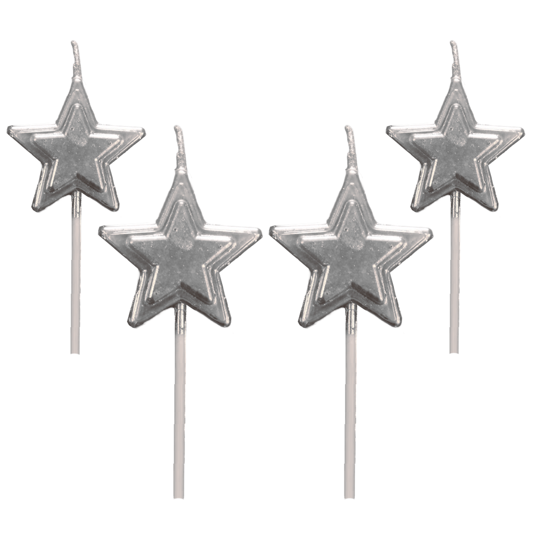 Star Stick Candle Silver - 4PC