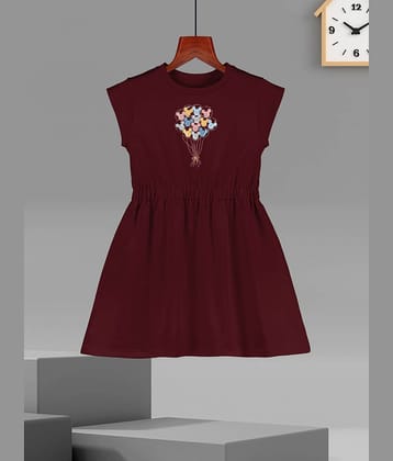 HELLCAT Printed Short Sleeve Casual Dresses for Girls Burgundy6