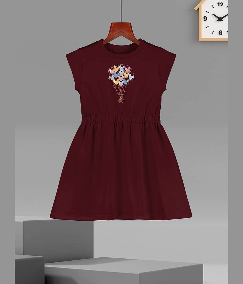 HELLCAT Printed Short Sleeve Casual Dresses for Girls Burgundy6