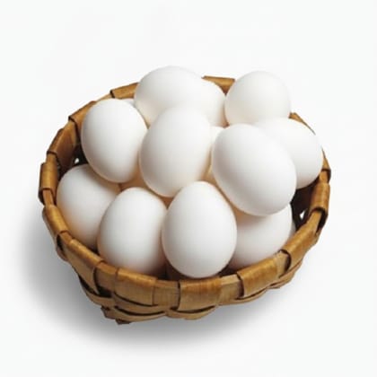 Fresh White Eggs - 2 kg - 20 individual fresh white eggs in a basket