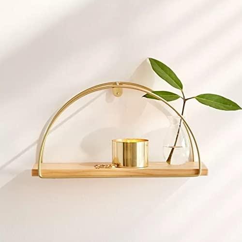 Golden D Shape Floating Shelve Wall Mounted, Rustic Wood mat Golden Color Wall Shelves Set for Bedroom, Bathroom, Living Room, Kitchen (Golden Color with MAT Finish)