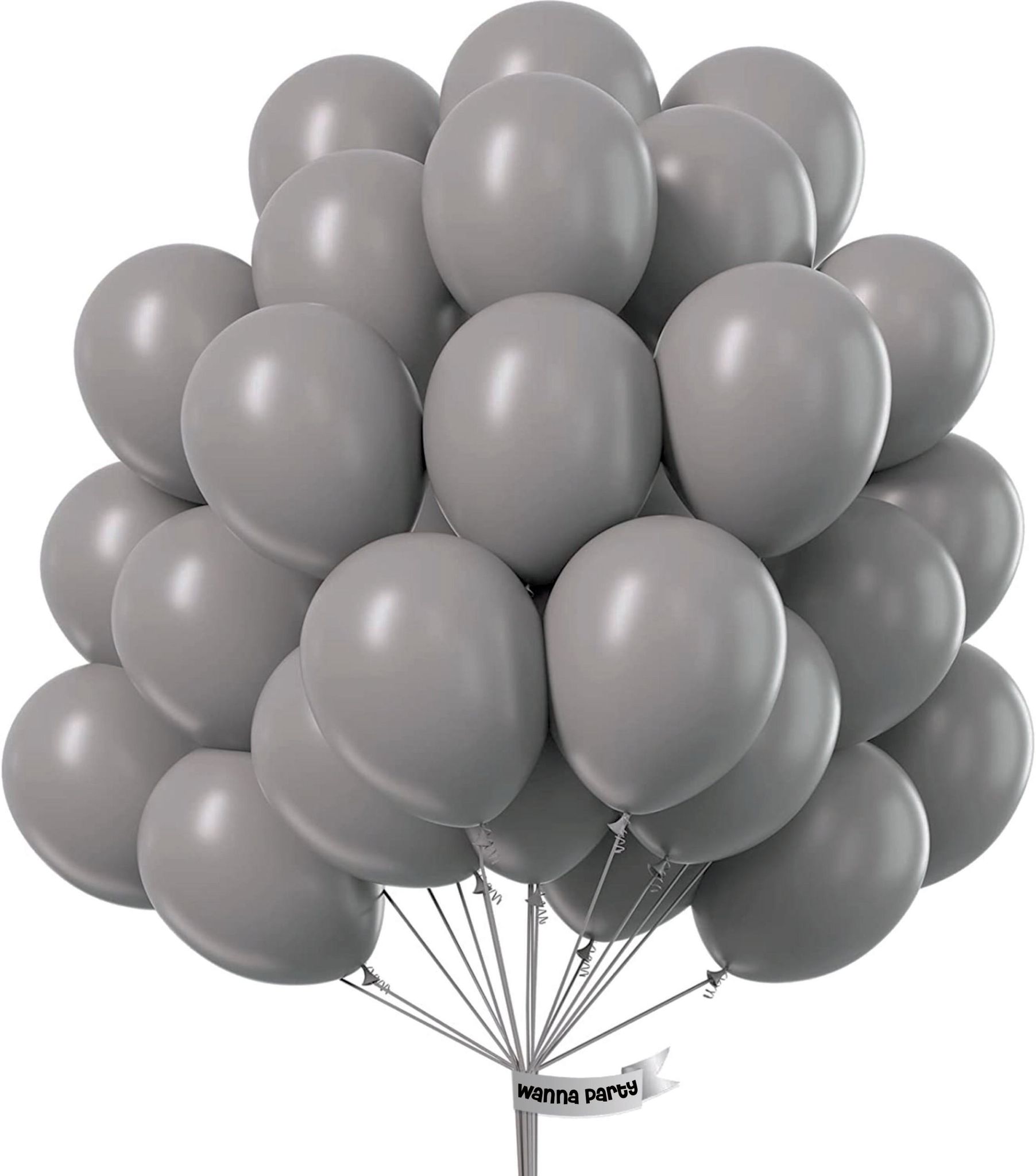 Matte Grey Latex / Rubber Balloons - 10 inches - Bulk Pack for Decoration - 50PC