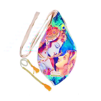 MAYAPURI Beautiful Radha Krishna Printed Japa Bag/Chanting Bag with Sakshi Mala Counter
