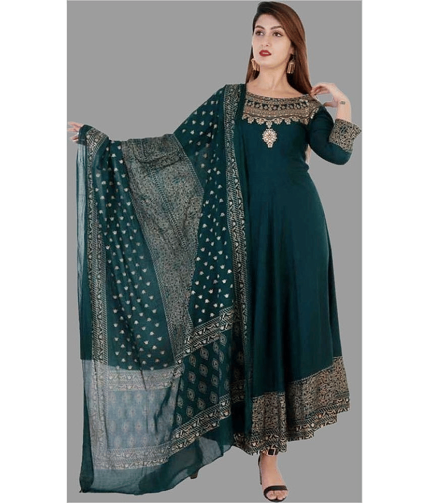 SIPET - Green Rayon Women's Tiered Flared Kurti ( Pack of 1 )