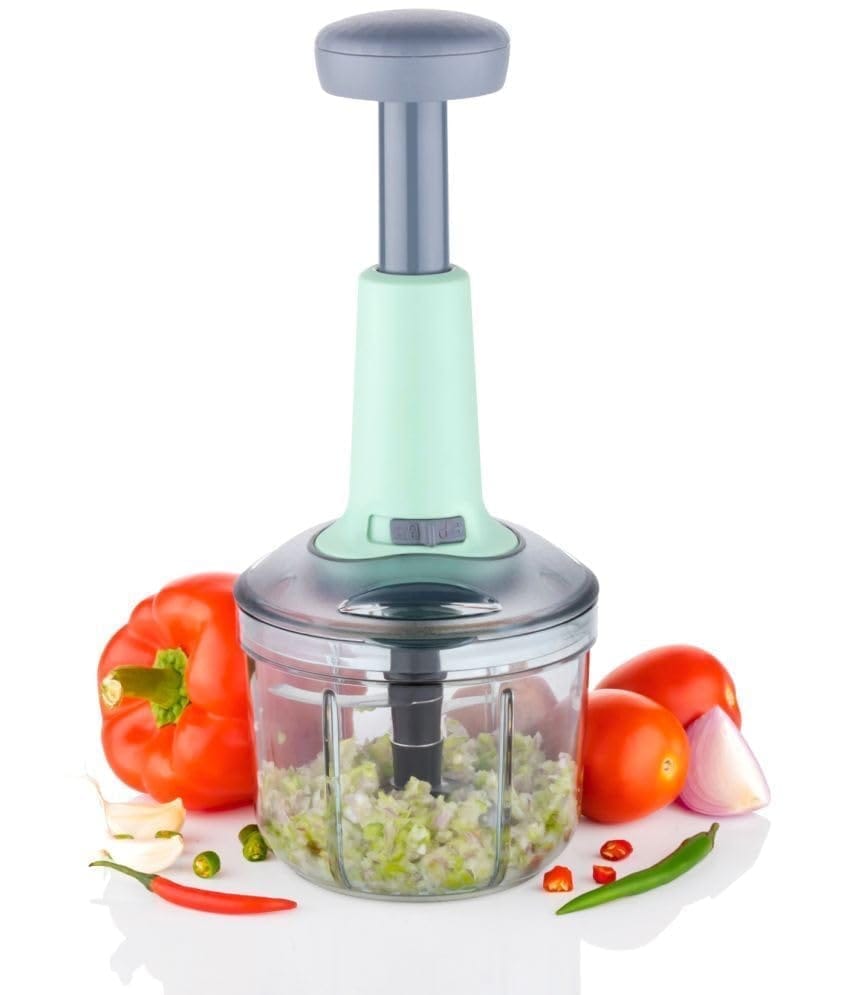 VillWin Manual Hand Press Push Chopper with 4 Blades for Effortless Chopping Vegetables & Fruits Chopper Mixer Cutter to Cut Onion, Salad, Tomato, Potato(Indian,Multicolor) (Push Chopper, 650 ML)