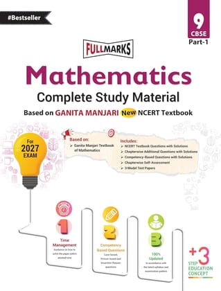 Full Marks Mathematics Complete Study Material Class 9 | Based on New NCERT Textbook GANITA MANJARI (Part-1) | Includes CBQ's, Solved Q/A, Model Test Papers and More