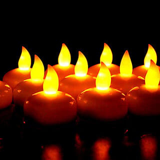 Lotus Shaped Flower with Flickering LED Tea Light Candle  (Multicolor, Pack of 1)