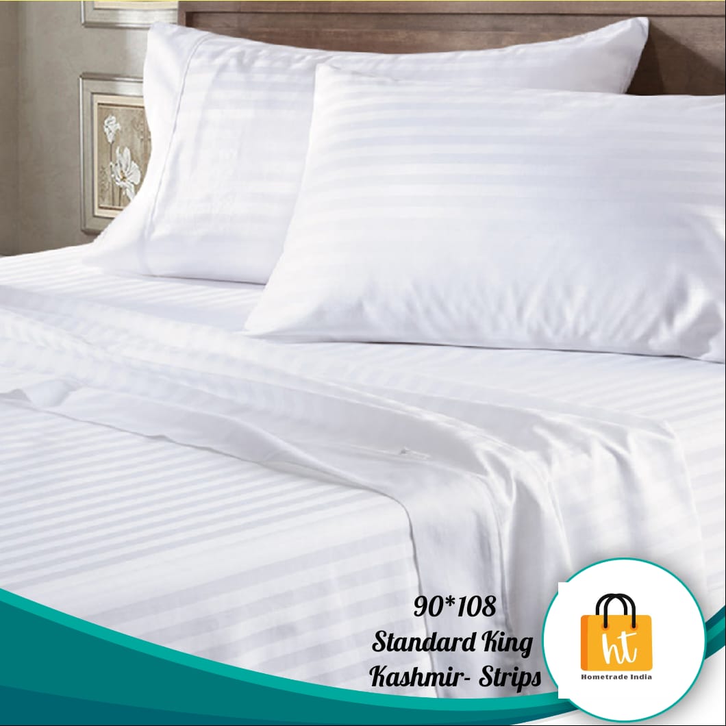3001-Hometrade India-Standard King Size (90*108 Inches)-Pure Cotton Jaipuri Double Bedsheet With Matching Pillow Cover