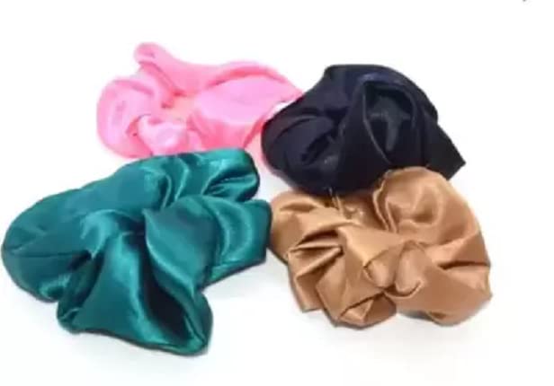 Elecsera Hair Tie Pure Silk Scrunchies hair Elastic Rubber Bands Pack of 4 Rubber Band (Multicolor)