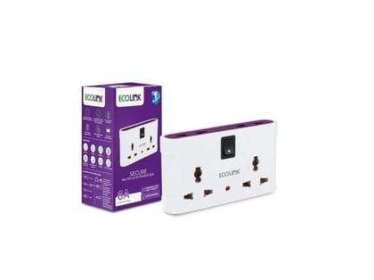 EcoLink 4 Way Multiplug 6A | Compact Power Distribution | Surge-Safe Build | Universal Sockets | for Home and Office - 1 Unit - Ecolink