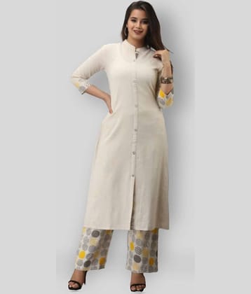 MAUKA - White White Straight Cotton Women's Stitched Salwar Suit ( Pack of 1 )