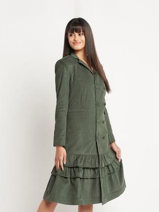 Deep Green Corduroy Dress