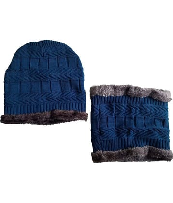 Whyme Fashion Blue Knitted Fur Combo