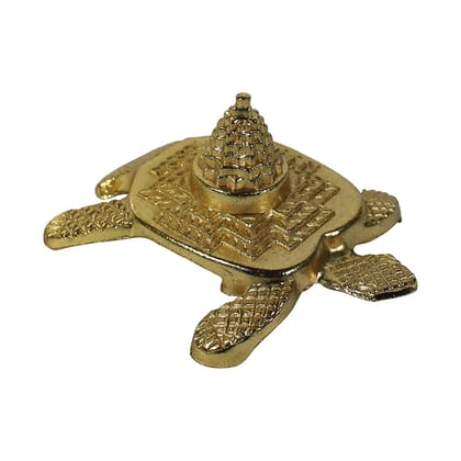 Dreamkraft White Metal Meru Shree Yantra On Tortoise Good Luck & Evil Eye Protection (Golden - 9 x 1 x 9 cm )