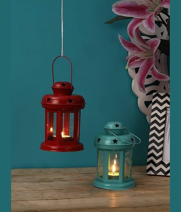 Arsalan Table Top and Hanging Iron Tea Light Holder - Pack of 2